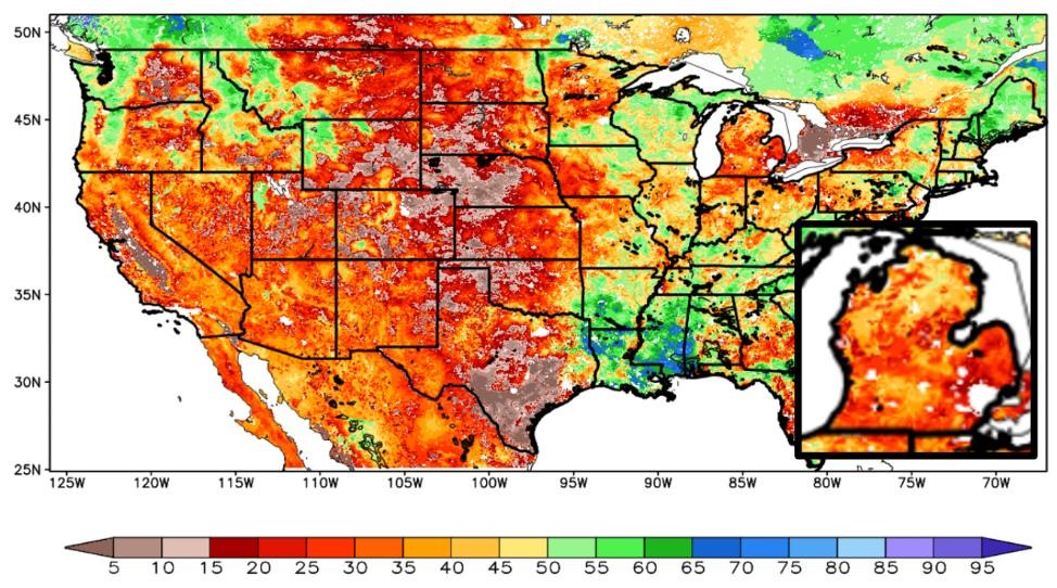 Relative soil moisture map